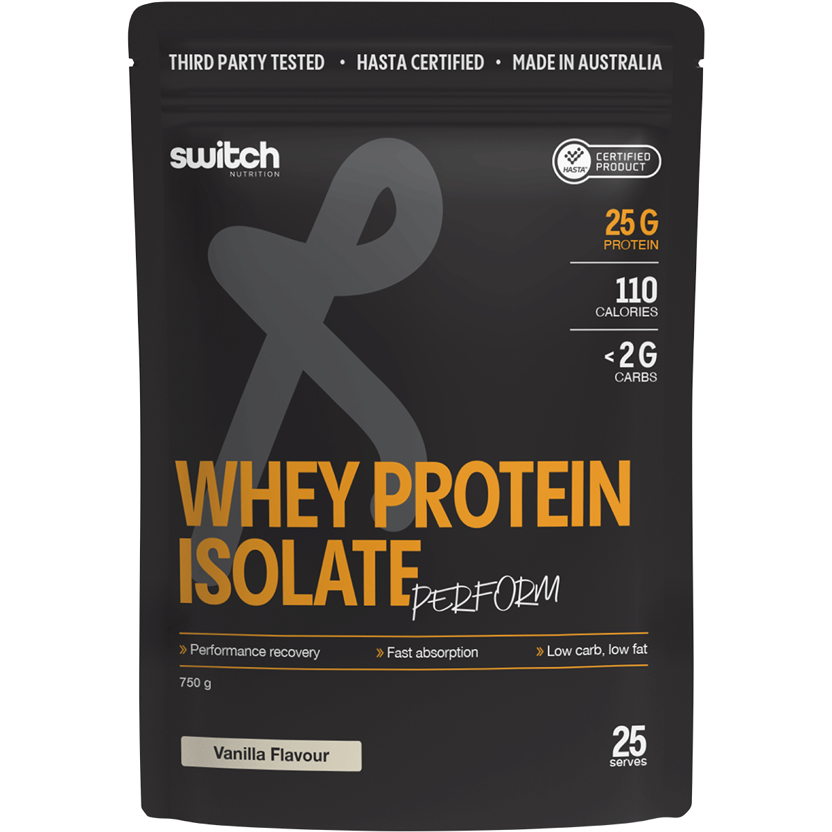 Switch Nutrition Perform Hasta Whey Protein Isolate Vanilla 750g – front packaging