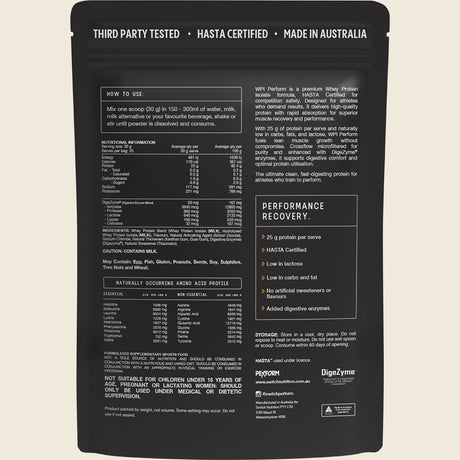 Switch Nutrition Perform Hasta Whey Protein Isolate Vanilla 750g Back