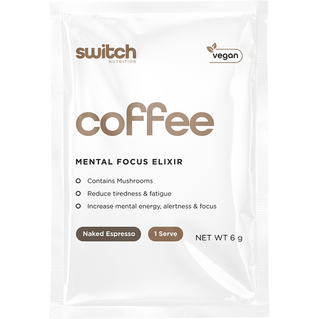 Switch Nutrition Coffee Mental Focus Elixir 6g x 25-pack Naked Espresso 25pk – front packaging