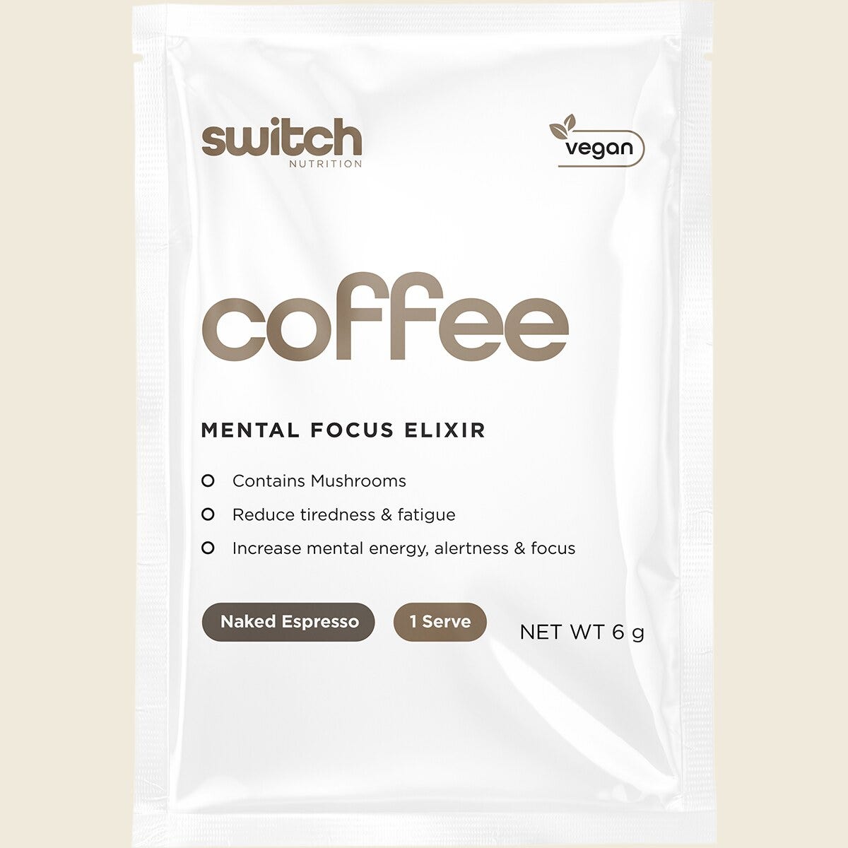 Switch Nutrition Coffee Mental Focus Elixir 6g x 25-pack Naked Espresso – front