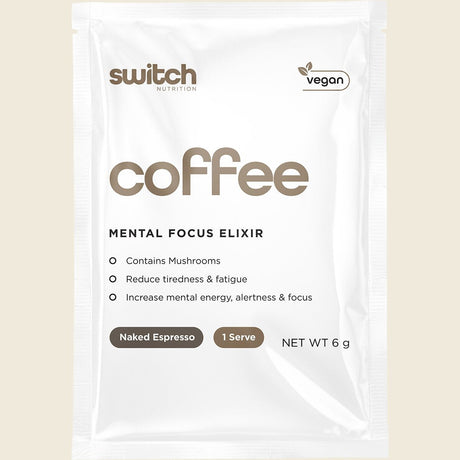 Switch Nutrition Coffee Mental Focus Elixir 6g x 25-pack Naked Espresso – front
