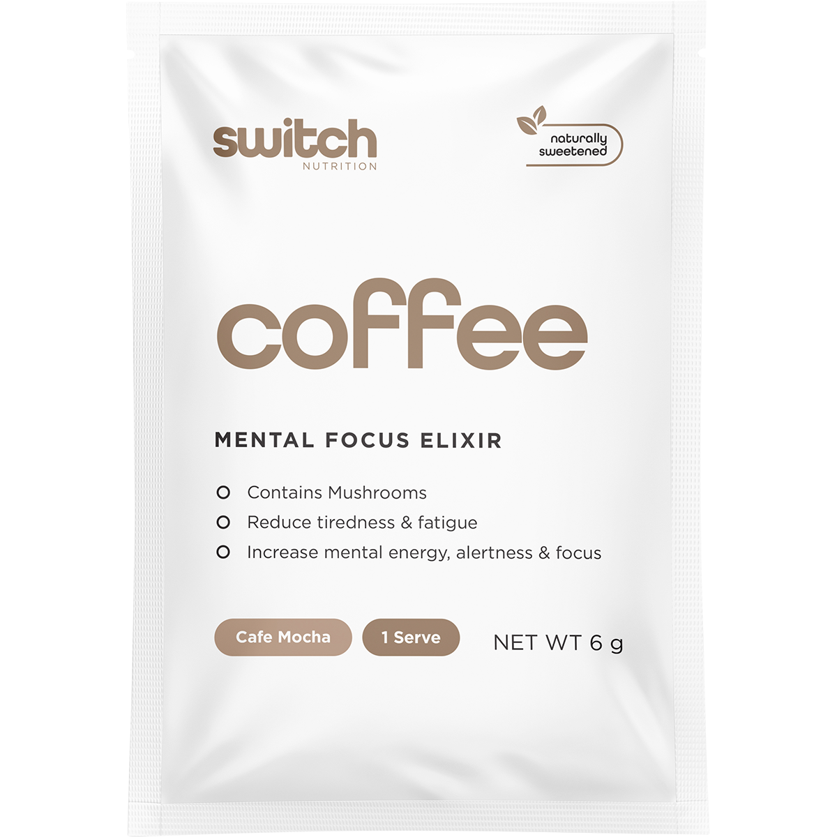 Switch Nutrition Coffee Mental Focus Elixir 6g x 25-pack Cafe Mocha 25pk – additional product view