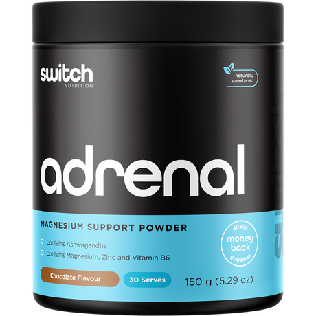 Switch Nutrition Adrenal Magnesium Support Powder Chocolate 150g – front packaging