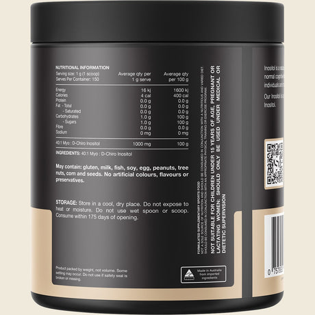 Switch Nutrition Inositol 40:1 Myo : D-Chiro Inositol 150g Back