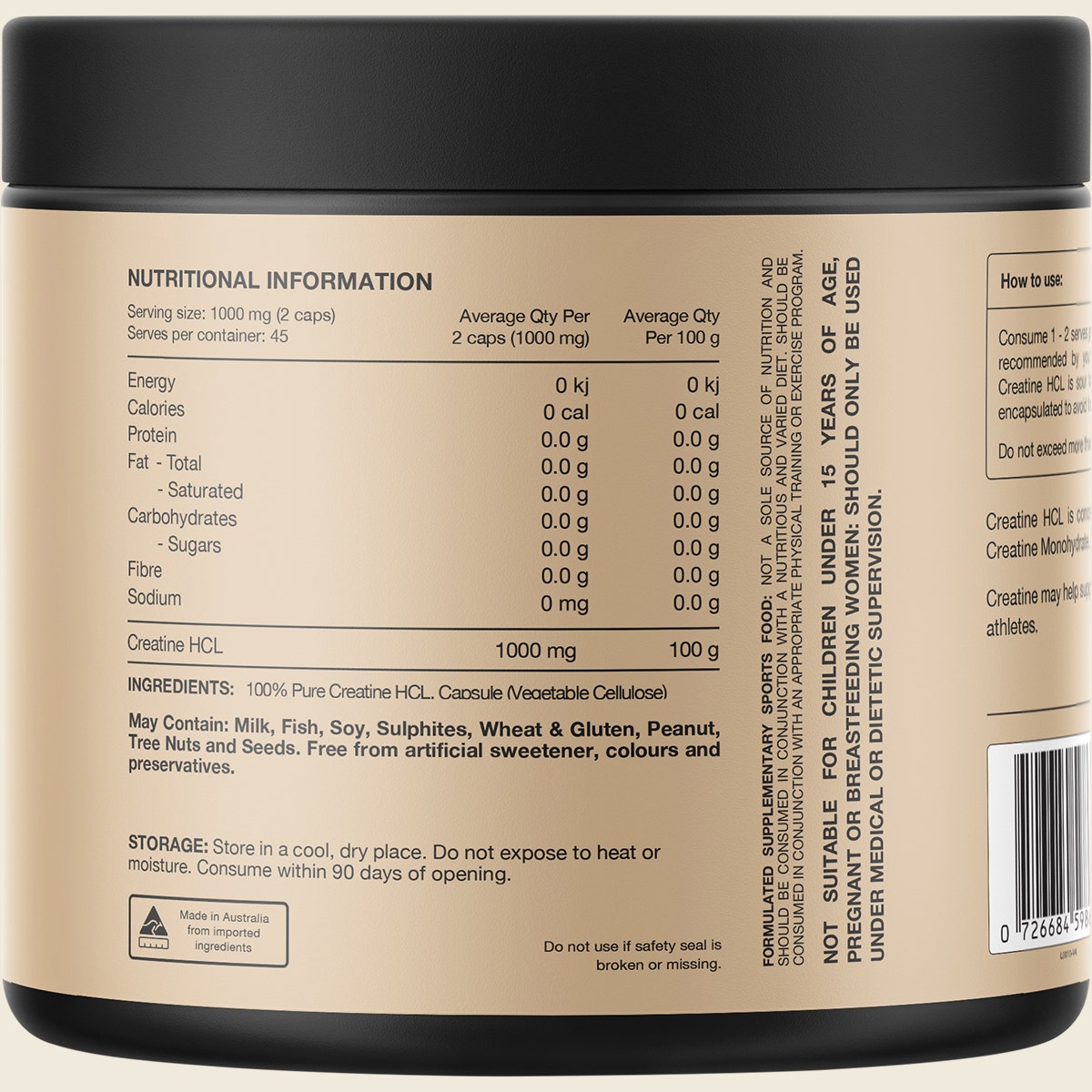 Switch Nutrition Creatine 100% Pure Hcl 90 Capsules