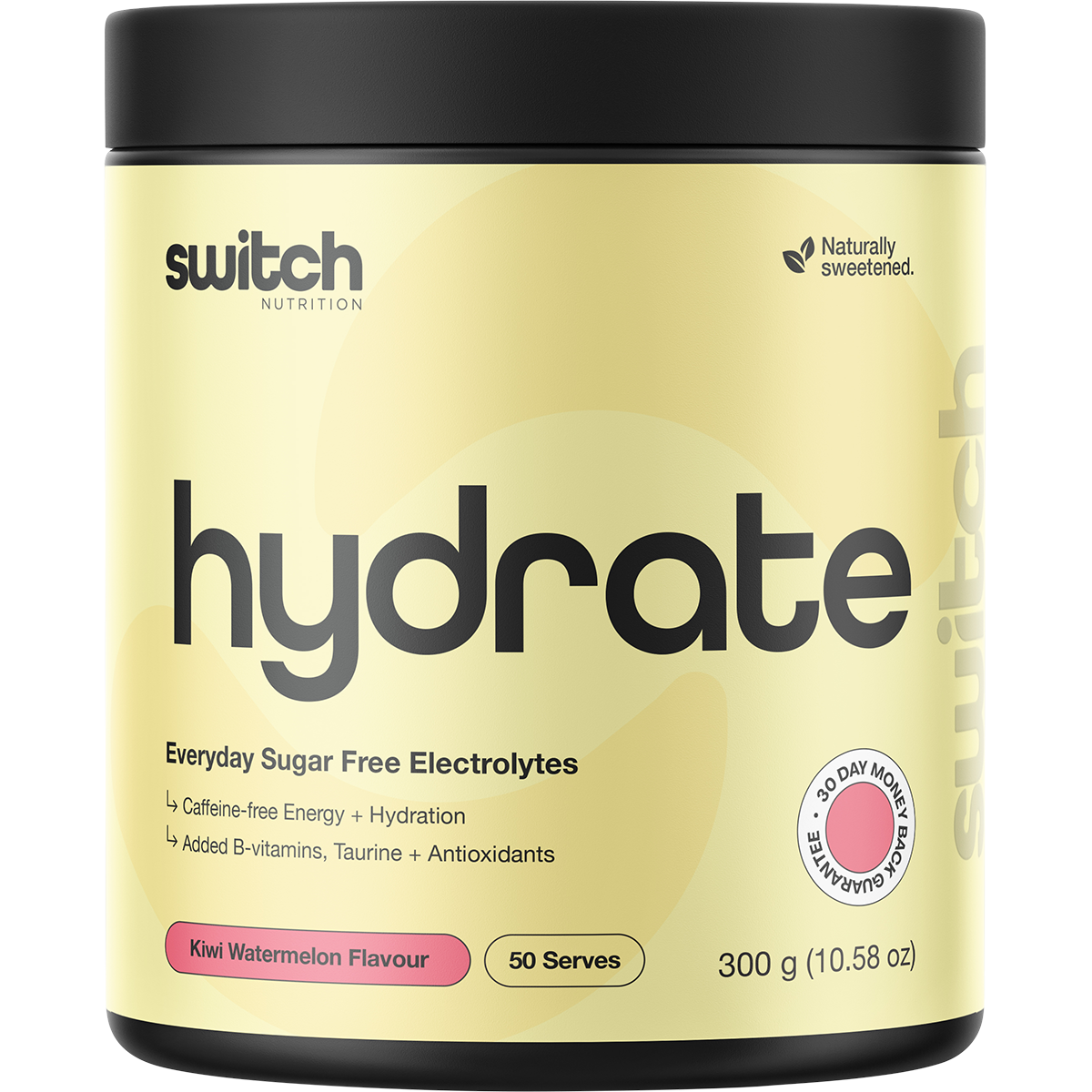 Switch Nutrition Hydrate Everyday Sugar Free Electrolytes Kiwi Watermelon 300g – front packaging