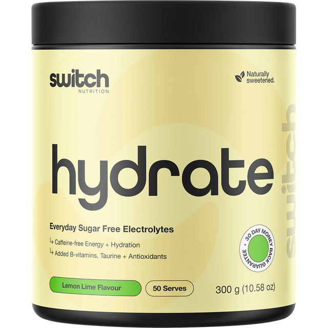 Switch Nutrition Hydrate Everyday Sugar Free Electrolytes Lemon Lime 300g – front packaging