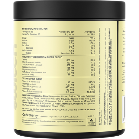 Switch Nutrition Hydrate Everyday Sugar Free Electrolytes Lemon Lime 300g – back label