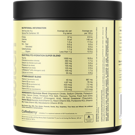 Switch Nutrition Hydrate Everyday Sugar Free Electrolytes Orange Crush 300g – back label