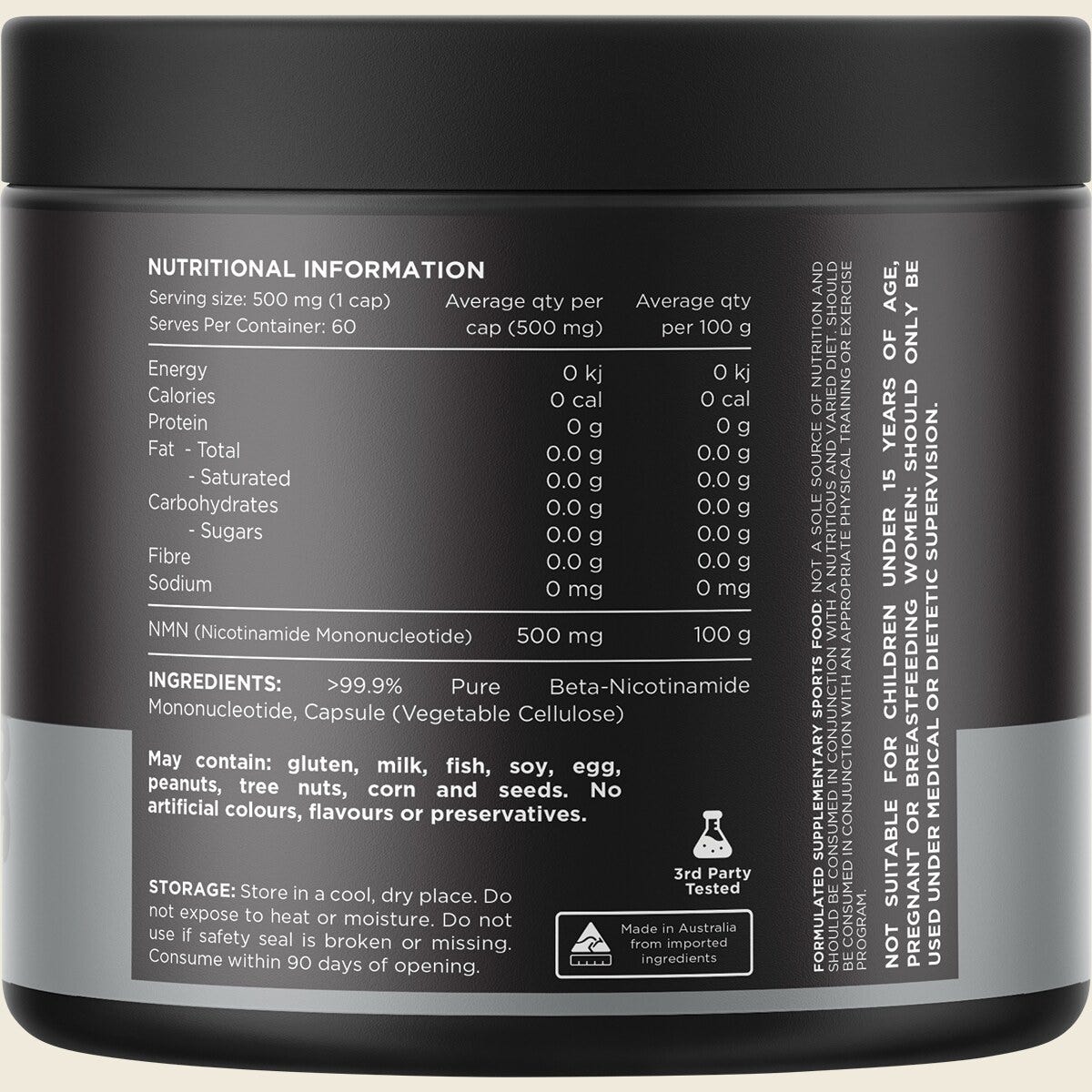 Switch Nutrition Nmn Pure Nicotinamide Mononucleotide 60 Caps Back