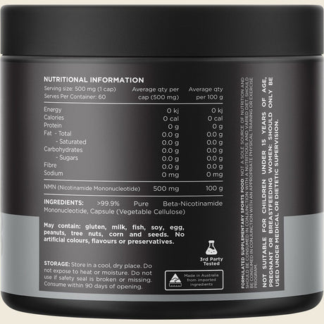 Switch Nutrition Nmn Pure Nicotinamide Mononucleotide 60 Caps Back