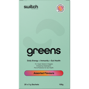 Switch Nutrition Greens Sachets Assorted Flavours 20x5g – front packaging