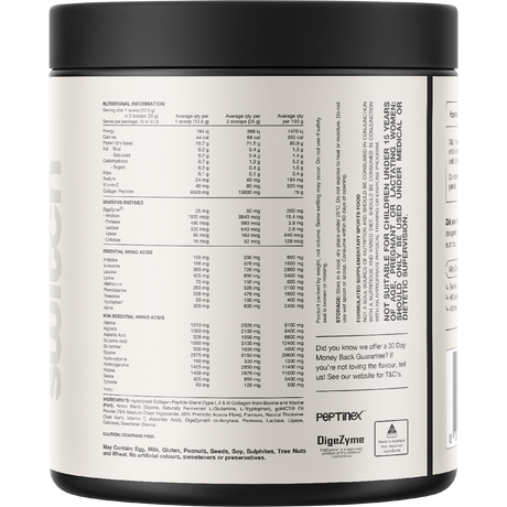 Switch Nutrition Collagen Peptides Vanilla Creme 250g – back label