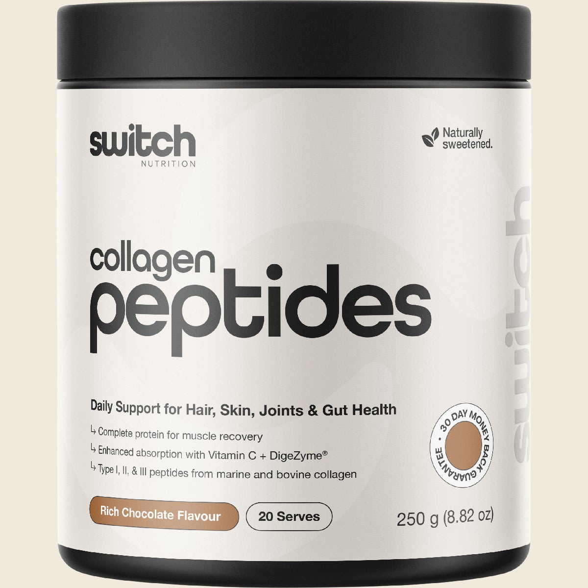 Switch Nutrition Collagen Peptides Rich Chocolate 250g – front