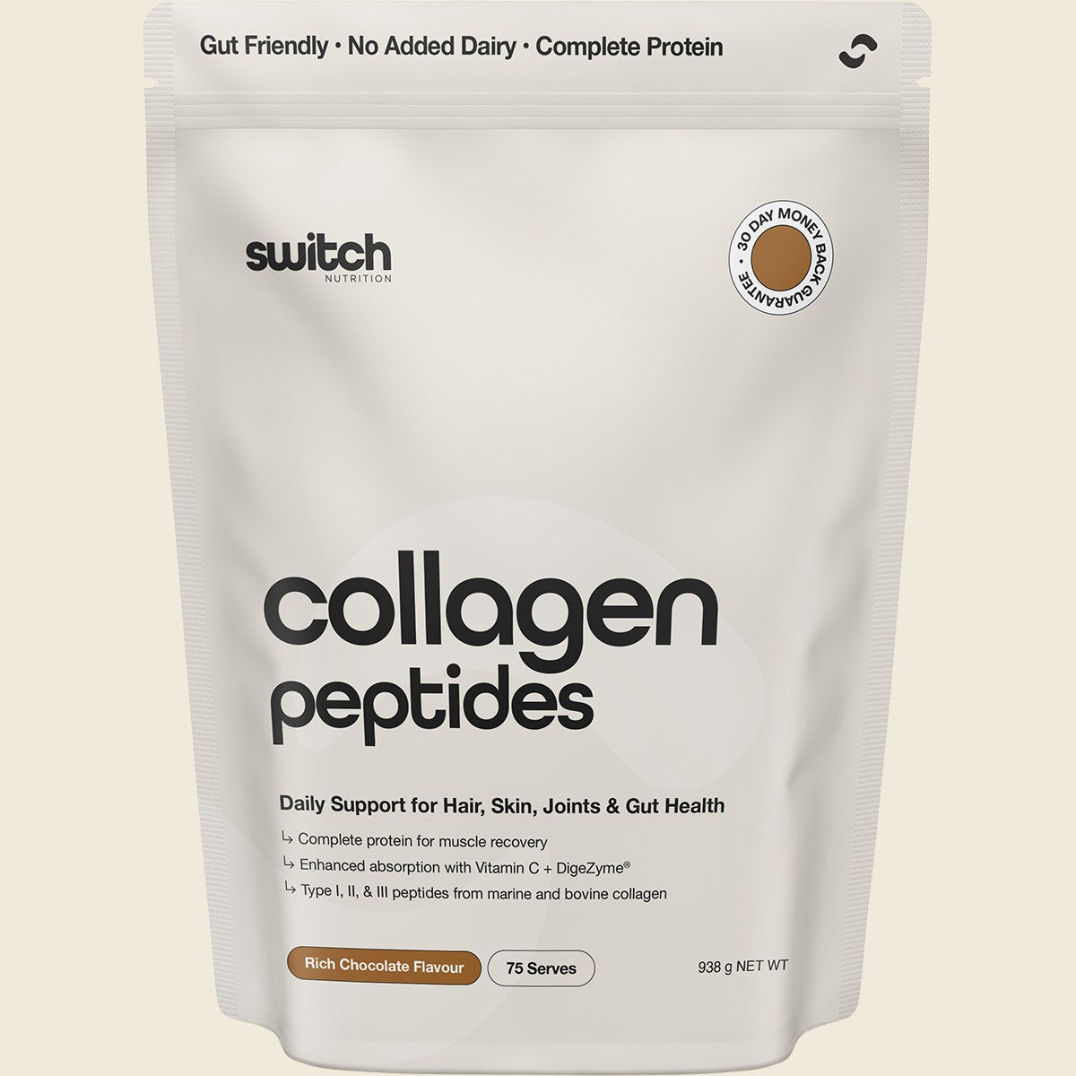 Switch Nutrition Collagen Peptides Rich Chocolate 938g – product view