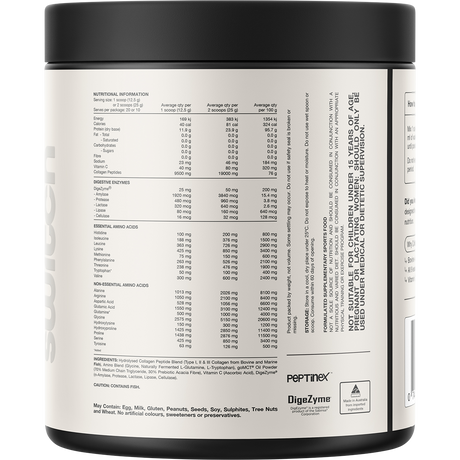 Switch Nutrition Collagen Peptides Unflavoured 250g – back label