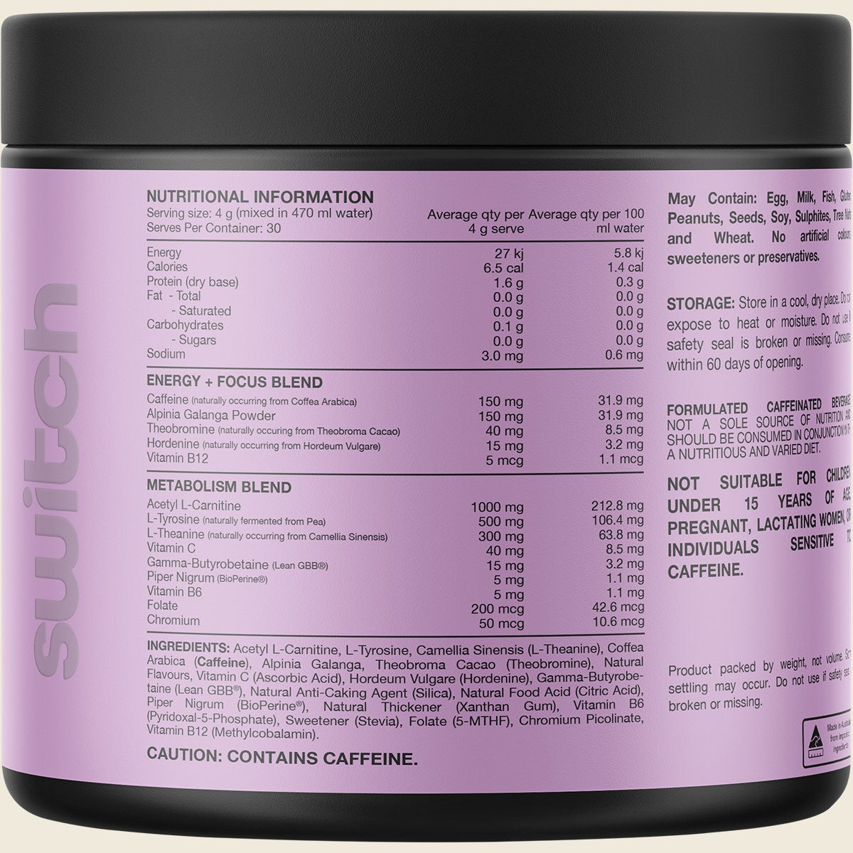 Switch Nutrition Thermal Thermogenic Energy Formula Strawberry Burst 120g