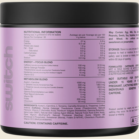 Switch Nutrition Thermal Thermogenic Energy Formula Strawberry Burst 120g