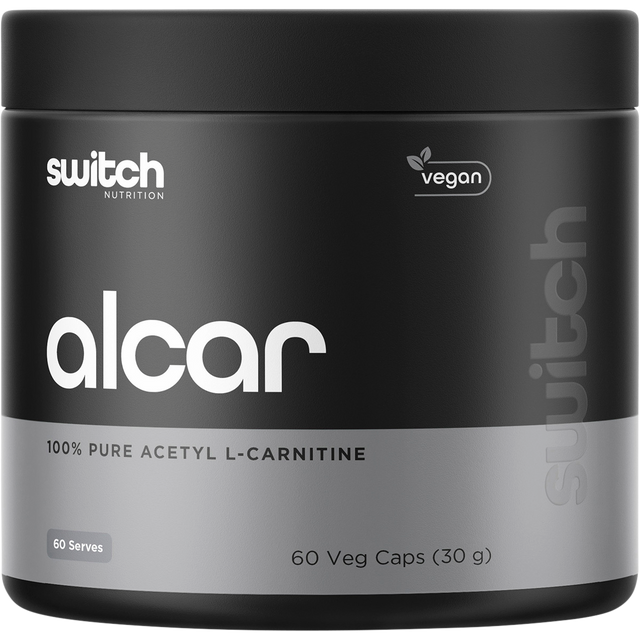 Switch Nutrition Alcar 100% Pure Acetyl L-Carnitine 60 Caps – front packaging