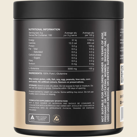 Switch Nutrition Glutamine 100% Pure L- Glutamine Unflavoured 300g