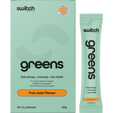 Switch Nutrition Greens Sachets Fruit Juice 20x5g – product and sachets