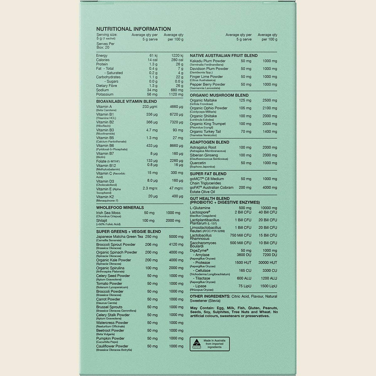 Switch Nutrition Greens Sachets Fruit Juice 20x5g