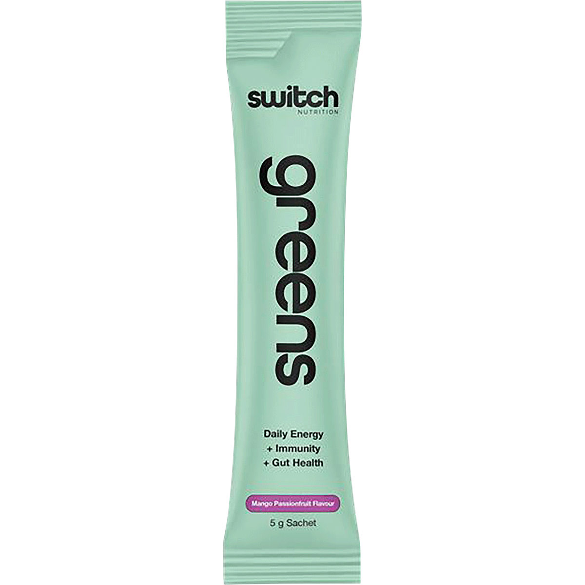 Switch Nutrition Greens Sachets Mango Passionfruit 20x5g – front packaging