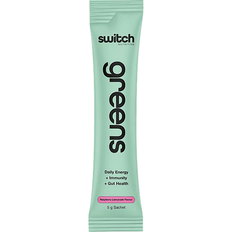 Switch Nutrition Greens Sachets Raspberry Lemonade 20x5g – front packaging