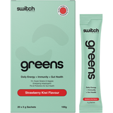 Switch Nutrition Greens Sachets Strawberry Kiwi 20x5g – product and sachets