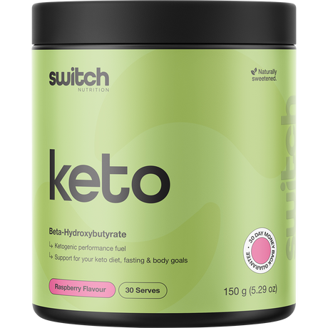 Switch Nutrition Keto BHB Ketogenic Performance Fuel Raspberry 150g – front packaging