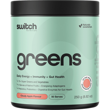 Switch Nutrition Greens Cloudy Apple 250g – front packaging