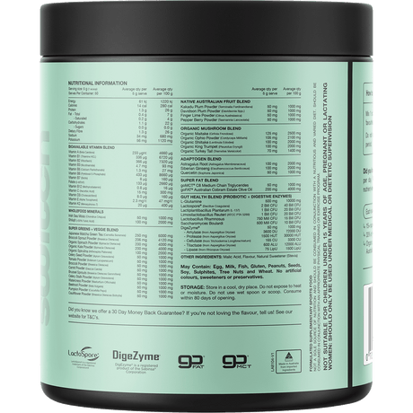 Switch Nutrition Greens Cloudy Apple 250g – back label