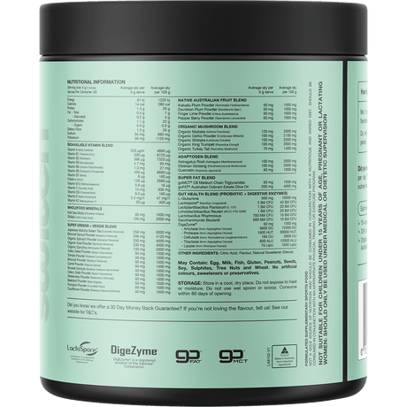 Switch Nutrition Greens Fruit Juice 250g – back label