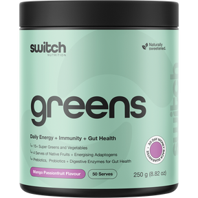Switch Nutrition Greens Mango Passionfruit 250g – front packaging