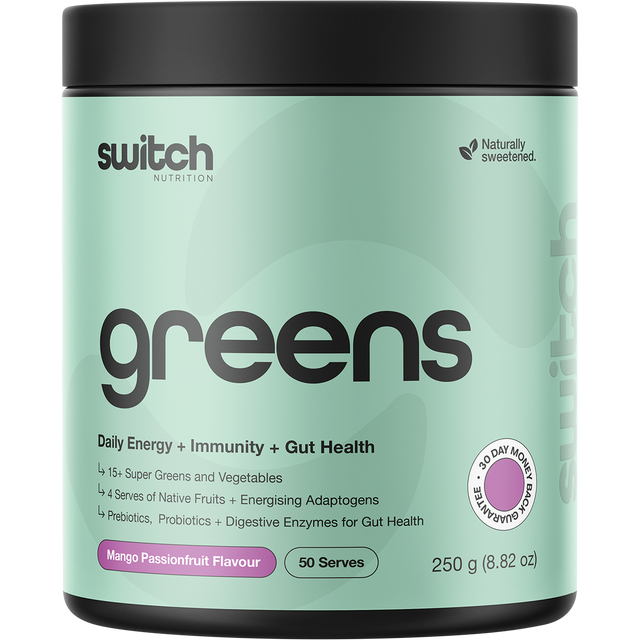 Switch Nutrition Greens Mango Passionfruit 250g – front packaging