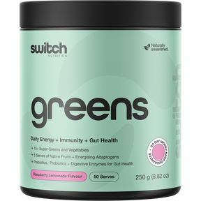 Switch Nutrition Greens Raspberry Lemonade 250g – front packaging