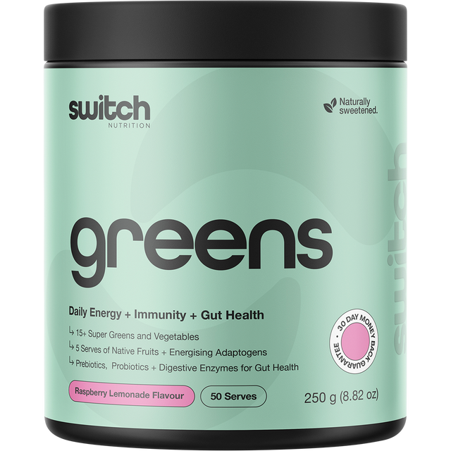 Switch Nutrition Greens Raspberry Lemonade 250g – front packaging