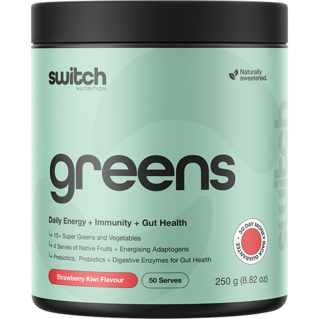 Switch Nutrition Greens Strawberry Kiwi 250g – front packaging