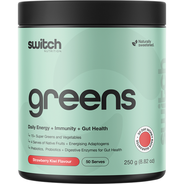 Switch Nutrition Greens Strawberry Kiwi 250g – front packaging