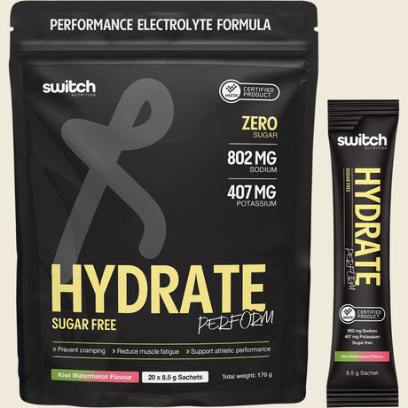 Switch Nutrition Perform Hasta Hydrate Sugar Free Kiwi Watermelon 20x8.5g Combo