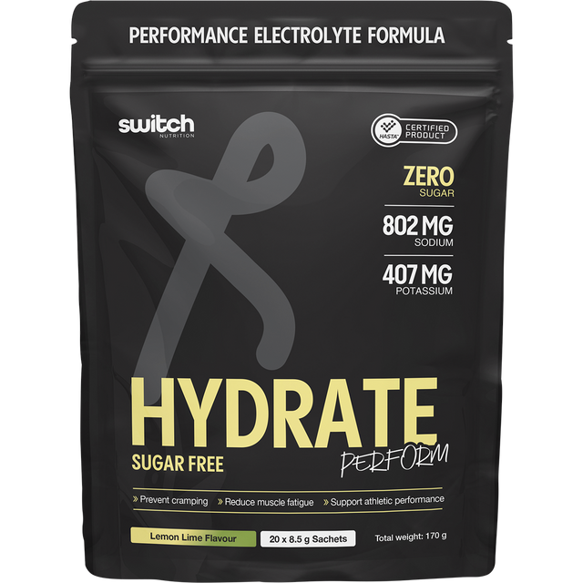 Switch Nutrition Perform Hasta Hydrate Sugar Free Lemon Lime 20x8.5g – front packaging