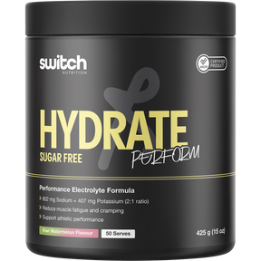 Switch Nutrition Perform Hasta Hydrate Sugar Free Kiwi Watermelon 425g – front packaging