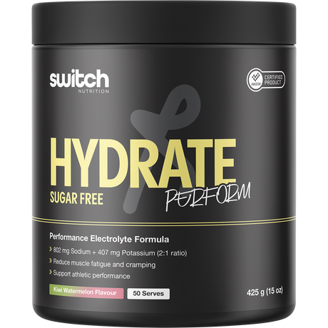 Switch Nutrition Perform Hasta Hydrate Sugar Free Kiwi Watermelon 425g – front packaging