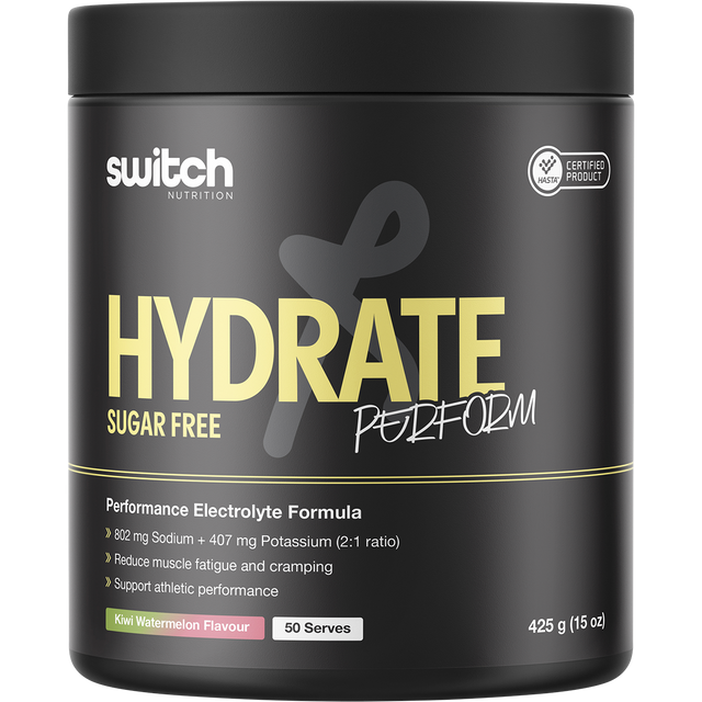 Switch Nutrition Perform Hasta Hydrate Sugar Free Kiwi Watermelon 425g – front packaging