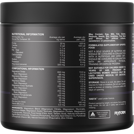 Switch Nutrition Perform Hasta Multi-Mag Raspberry 150g – back label