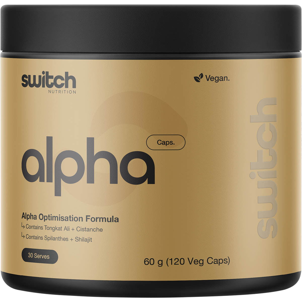 Switch Nutrition Alpha Male Support Formula 120 Caps – front packaging