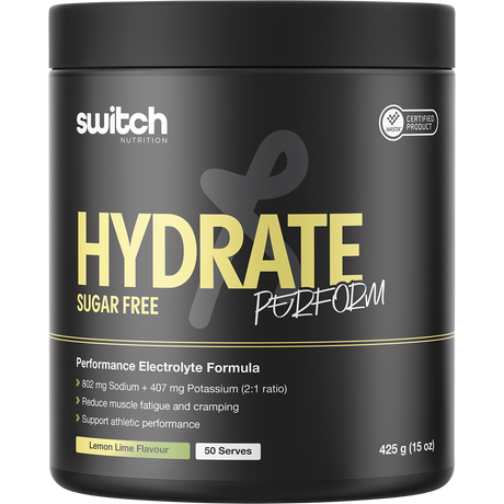 Switch Nutrition Perform Hasta Hydrate Sugar Free Lemon Lime 425g – front packaging