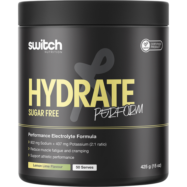Switch Nutrition Perform Hasta Hydrate Sugar Free Lemon Lime 425g – front packaging