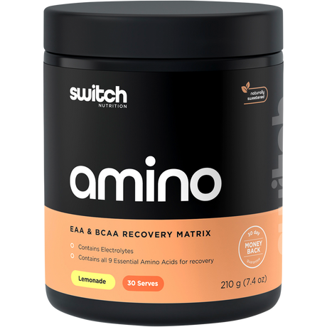 Switch Nutrition Amino EAA & BCAA Electrolyte Recovery 210g Lemonade – front packaging