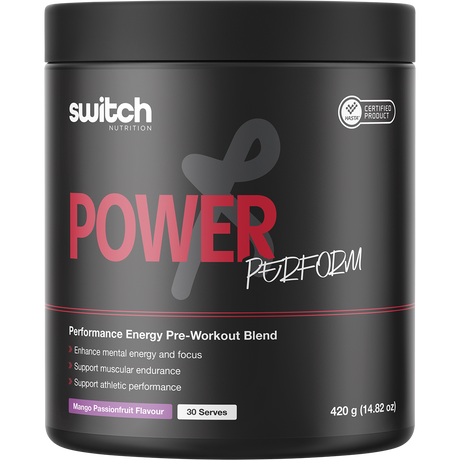 Switch Nutrition Perform Hasta Power Pre-Workout Mango Passionfruit 420g – front packaging